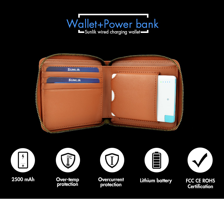 smart wired power bank wallet