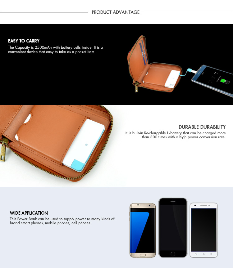 smart wired power bank wallet