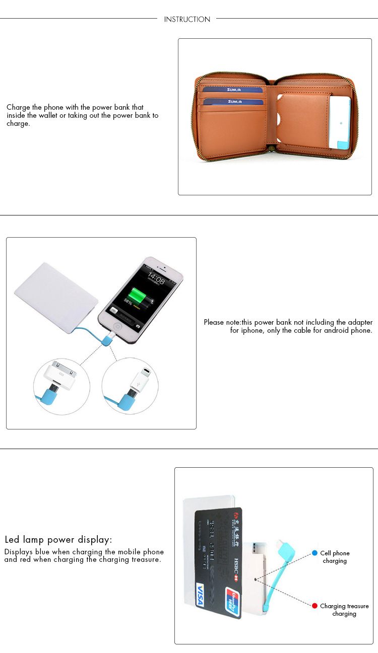 smart wired power bank wallet