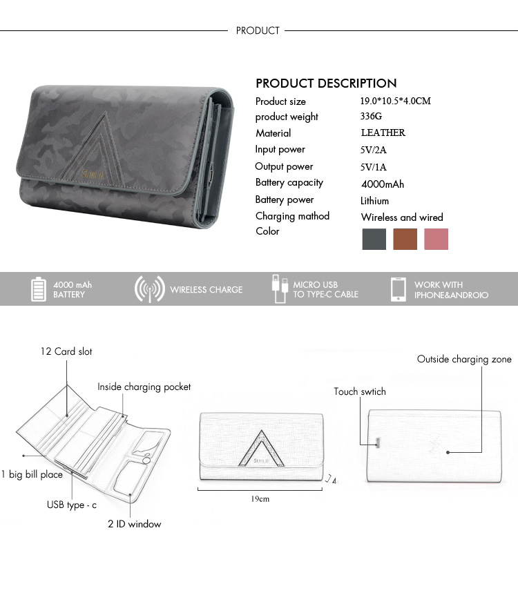 10W fast charger wallet